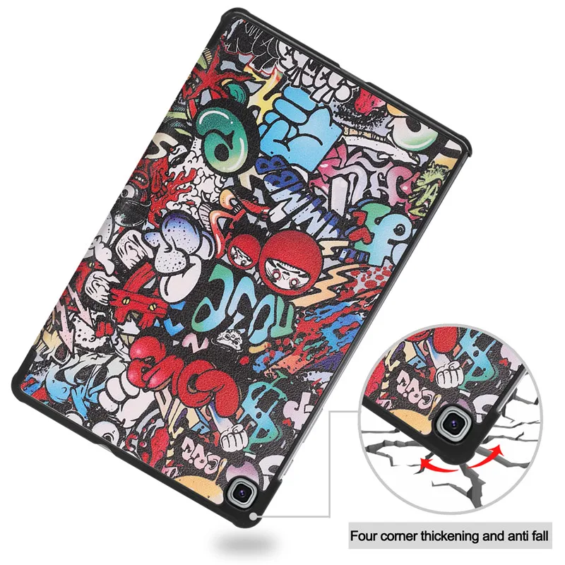 

Colorful Tri-Fold PU TPU Shockproof Flip Tablet Case Cover For Galaxy Tab S6 Lite 10.4 SM-P610 / P615