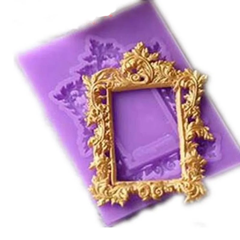 

Variety European style lace photo frame lace fondant cake silicone mold diy baking mold, White