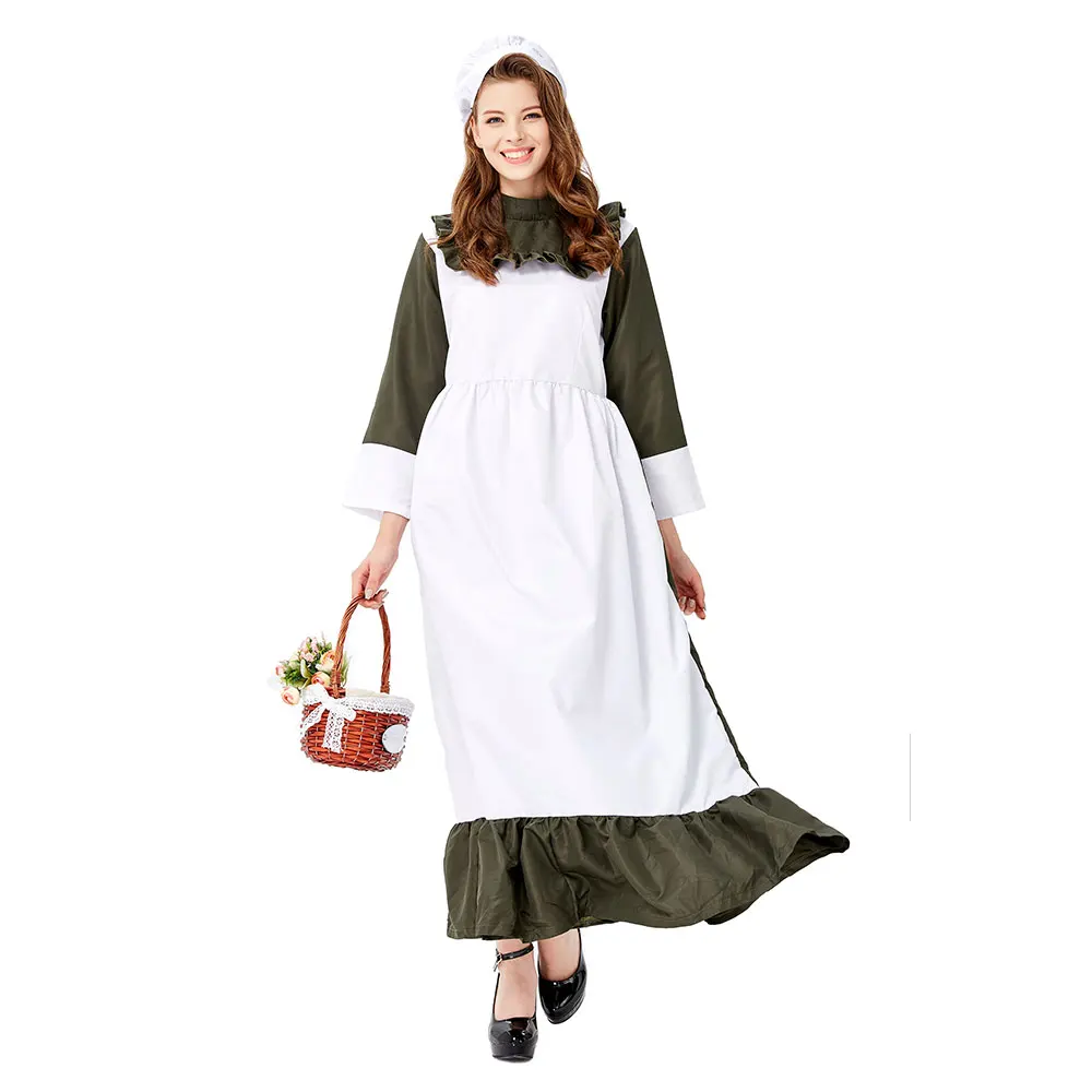 

Cosplay Women French Maid Costume Farm Garden Dress Maid Party Dress Chef Stage Costumes, Picture color