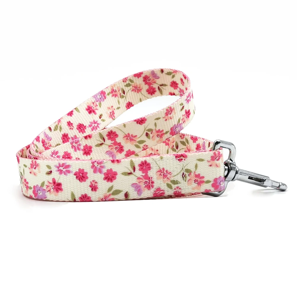 

personalized floral luxury nylon dog collar and leash set polyester metal buckle adjustable pet collar designer custom dog leash, Custom color