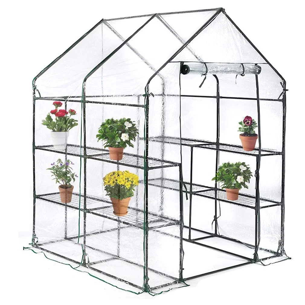 

PVC garden greenhouse with 8 shelves 155x140x200cm, Transparent