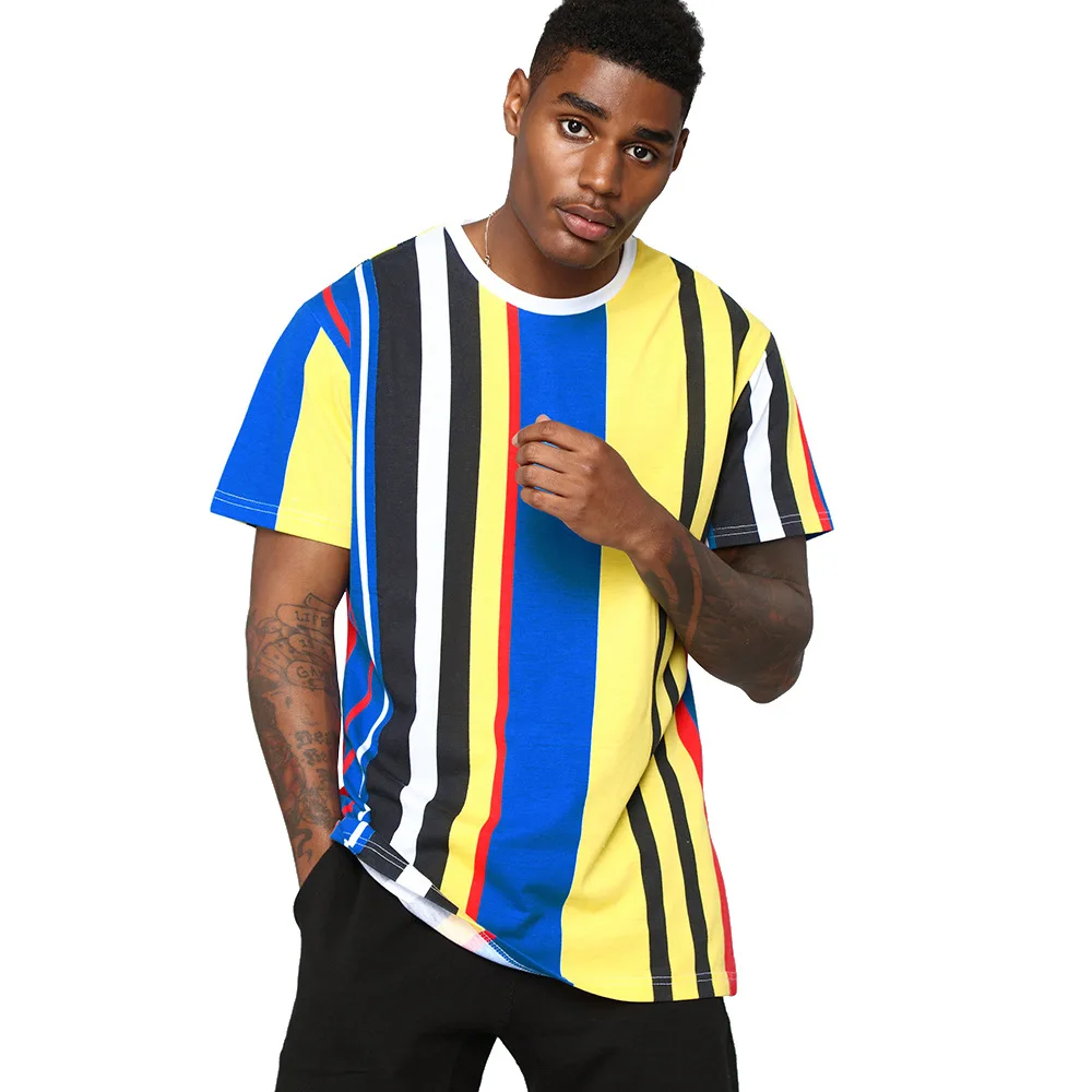 

2019 Summer Vertical T-Shirts Contrast Stitching T-Shirt Stripe T Shirt Men