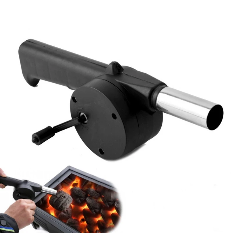 

Outdoor Hand-cranked Air Blower Portable BBQ Grill Fire Bellows Tools Picnic Camping Accessories Barbecue Fan, Black