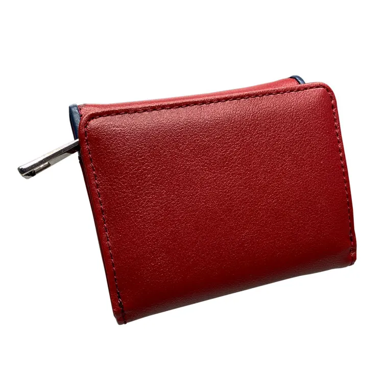 

Popular fashion PU leather reverse binding three fold Wallet, Red