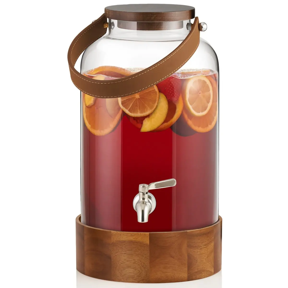 High Quality Acacia Wood Stand Base Juice Milk Beer Glass Beverage