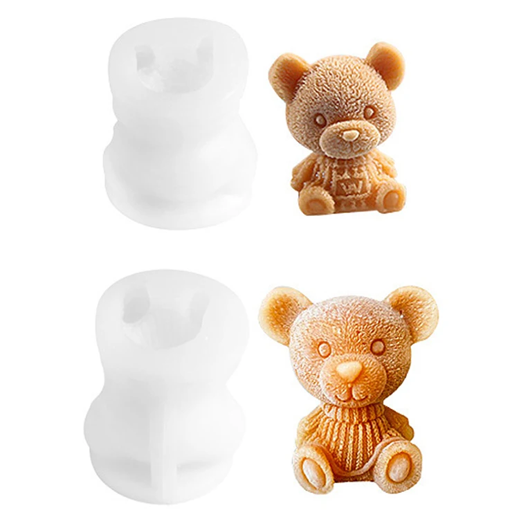 

2021 New Ice Cube Bear Mold , Ice Bear Mold Silicone 3D Bear Drink Decoration for Christmas, Party, Family to Make Lovely Ice C, White