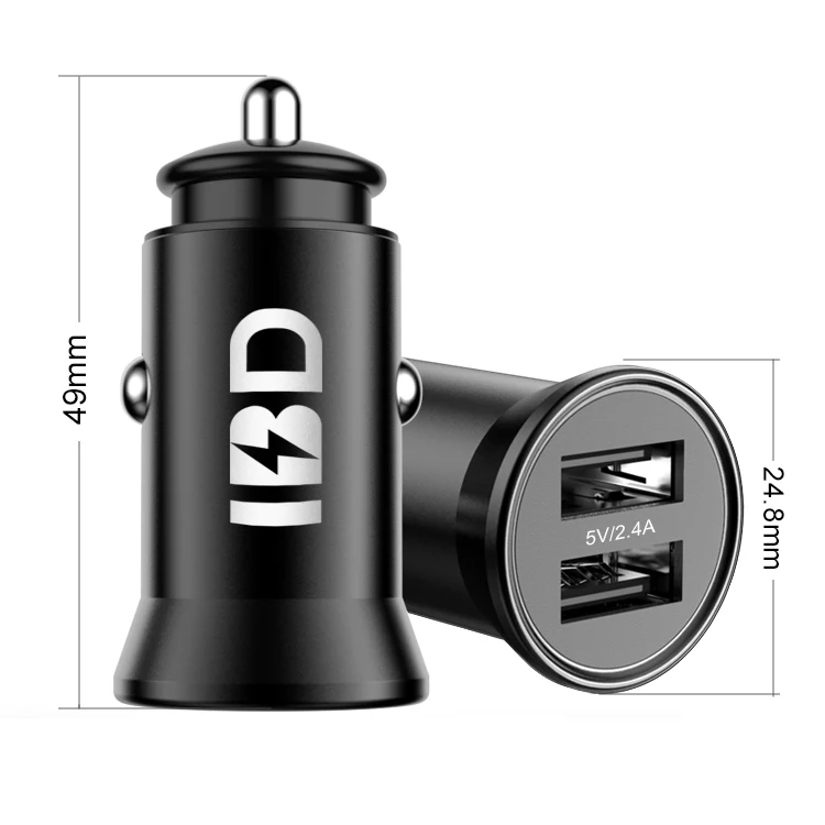 

CE/Rosh/FCC Car USB Charger Quick Charge Mobile Phone Charger 2 Port Smart IC USB Fast Car Charger