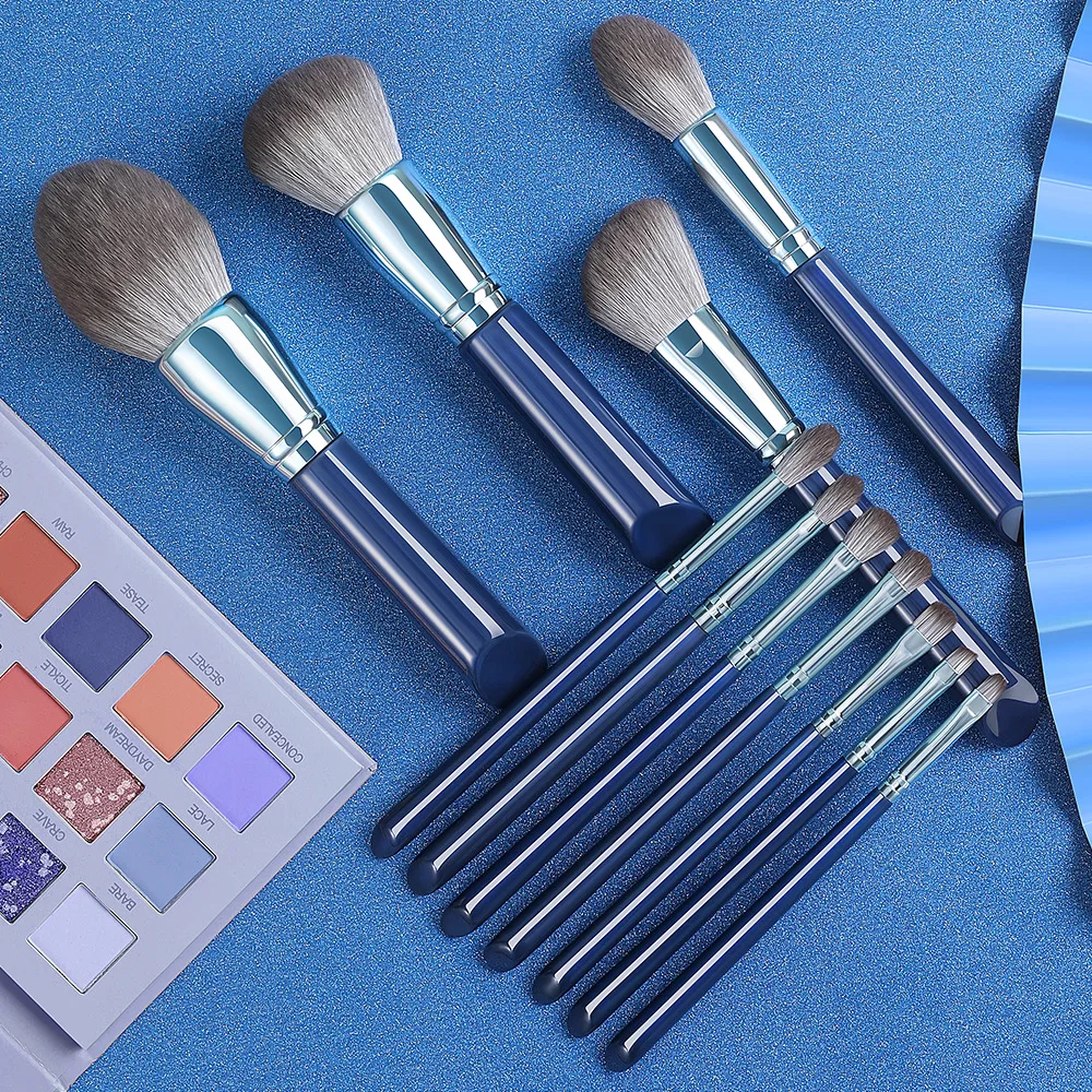 

Big Fluffy Soft Synthetic Hair Makeup Brush Set Cosmetics Beauty Tools Christmas Gift Powder Eyeshadow Blue Makeup Brushes Set