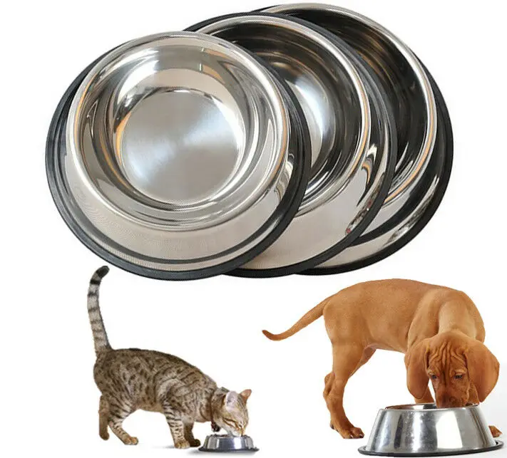 

Hot sale nonslip dog bowl/pet bowl /cat bowl with rubber base Stainless Steel Pet food drinking bowl Dish or pet Feed Container