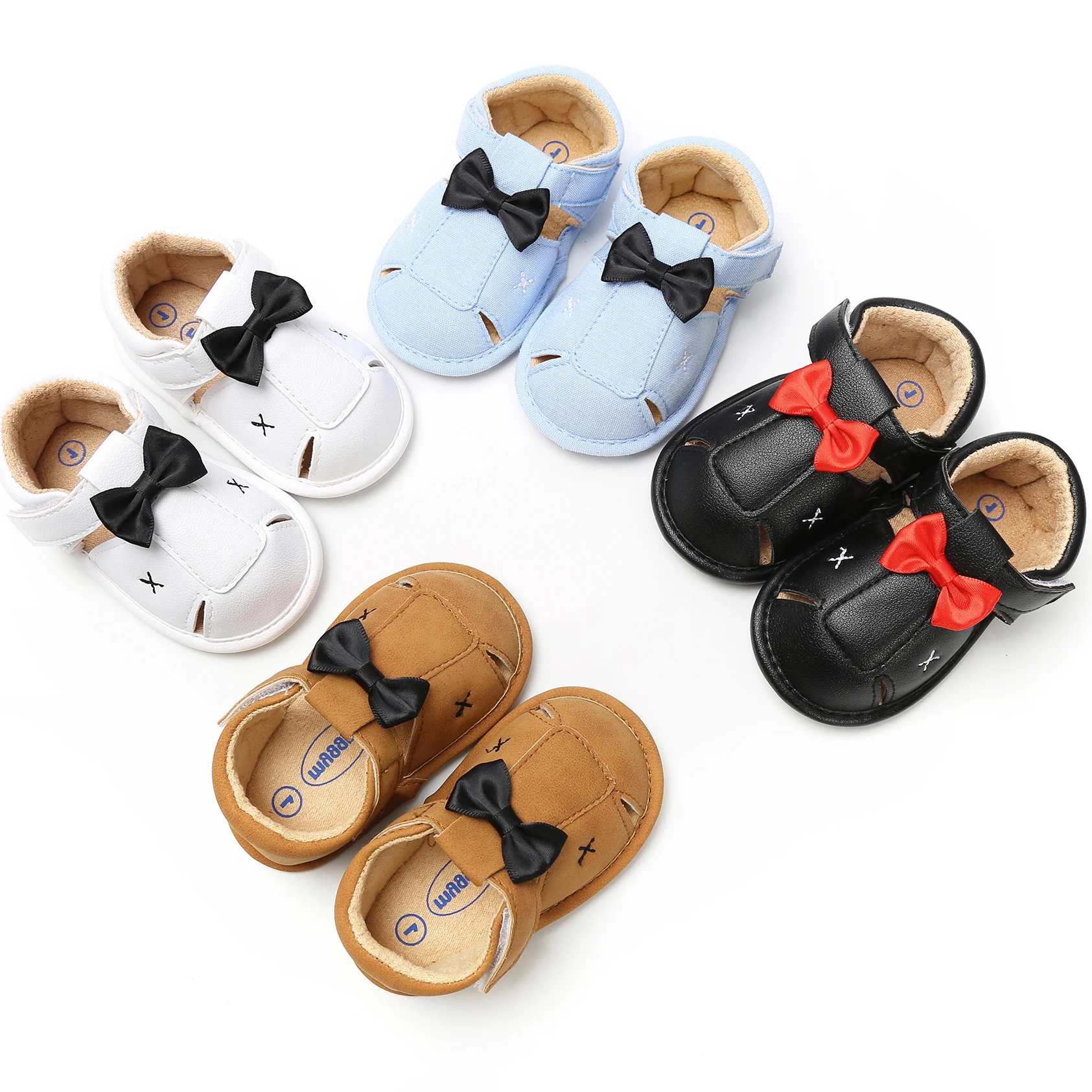 

Summer PU Leather shoes With bowknot anti-slip baby barefoot Toddler sandals