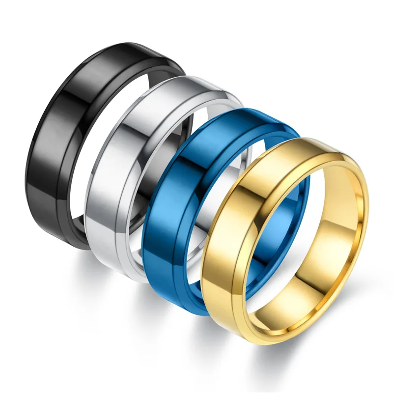 

Personalized Womens Blank Minimalist Ring Custom Engraved Couple Name Stainless Steel Promise Man Finger Ring Wholesale