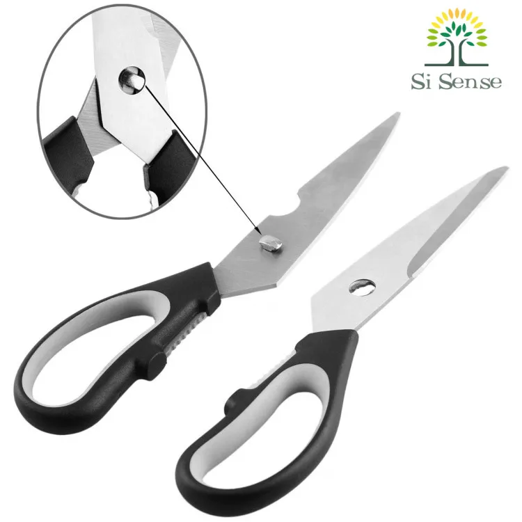 

Hot Sell Separable Blade Scissors Fish Scaler Nuts Cracker Herb Kitchen Scissors with Sheath Cover