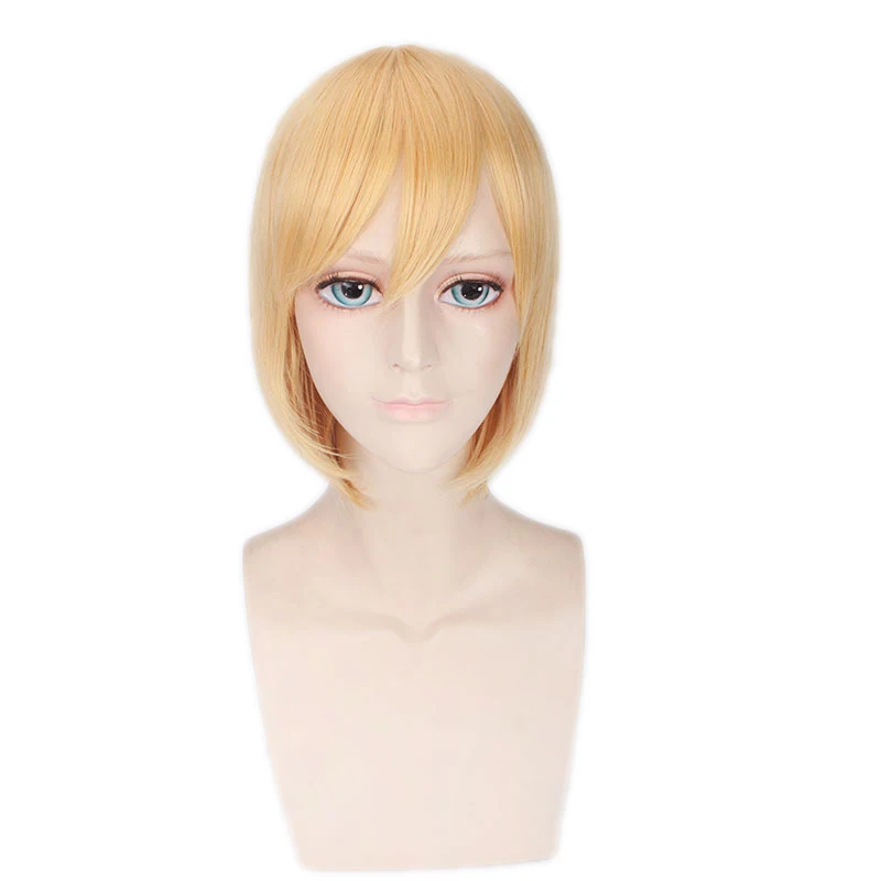 

Mixed Gold Thick Short Gentle Hair 14 Inch Anime Comic Exhibition Cosplay Hair High Temperature Silk COS Wigs