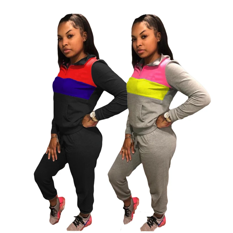 

2020 Fall Fashion Long Sleeve Women's Joggers 2 Piece Pant s Set Crop Top 2pc Two Piece Pants Set Women