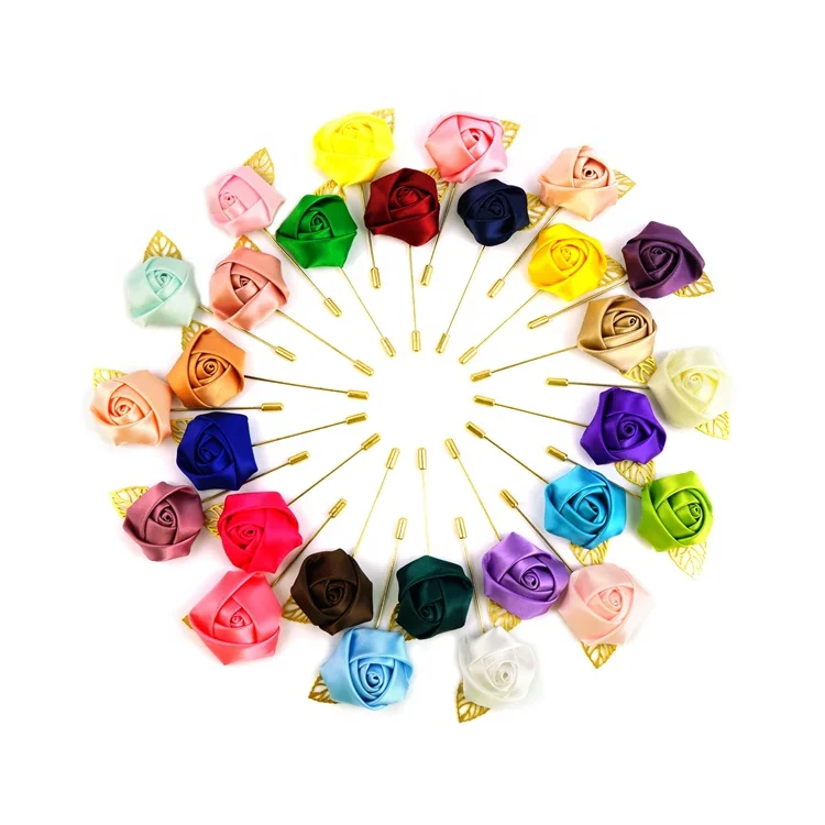 

Manufacturer Beautiful Handmade Artifical Fabric Rose Flower Lapel Pin Flower Brooches for Decoration