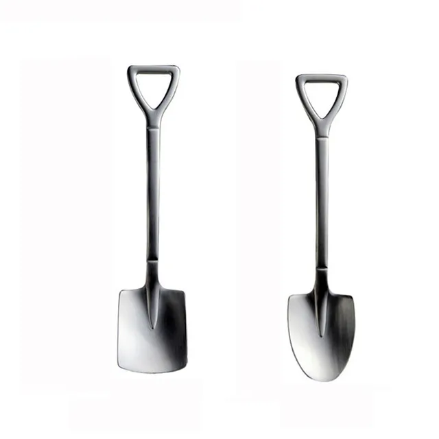 

Stainless Steel Spade Creative Dessert Spoon Tip Shovel Square Shovel Ice Cream Tip Spoon Fork Kitchen Accessories, As show