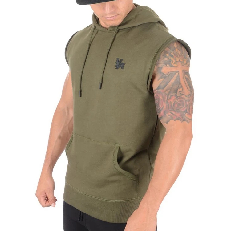 

New sports running hooded vest men's fitness coat sleeveless waistcoat summer loose breathable quick-dry T-shirt, Customized color