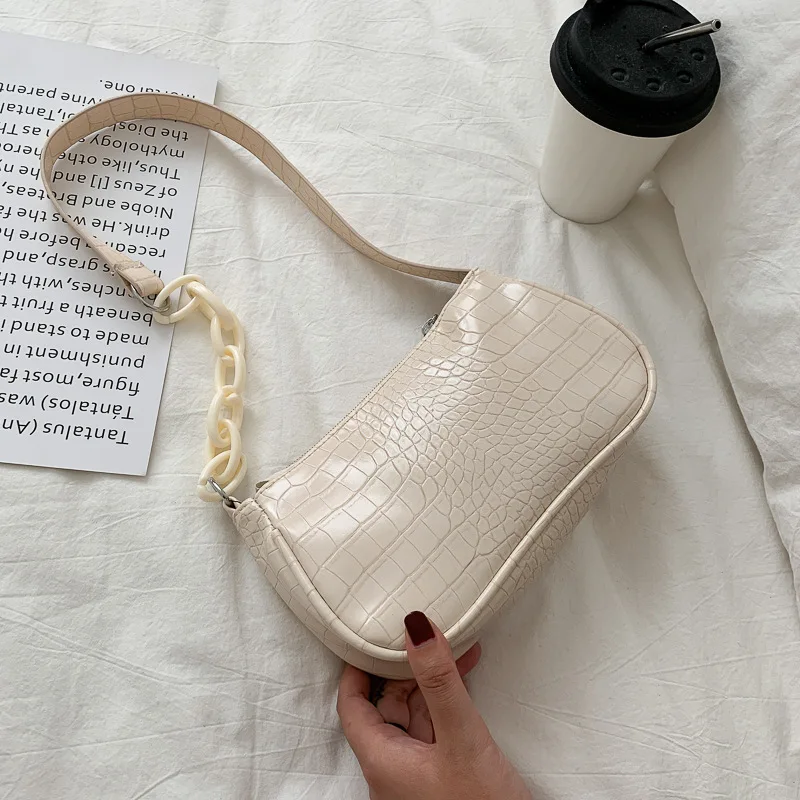 

2021 New Milk Tea Color Armpit Retro Portable Shoulder Bag Women, White/purple/green/blue/black/brown/pink