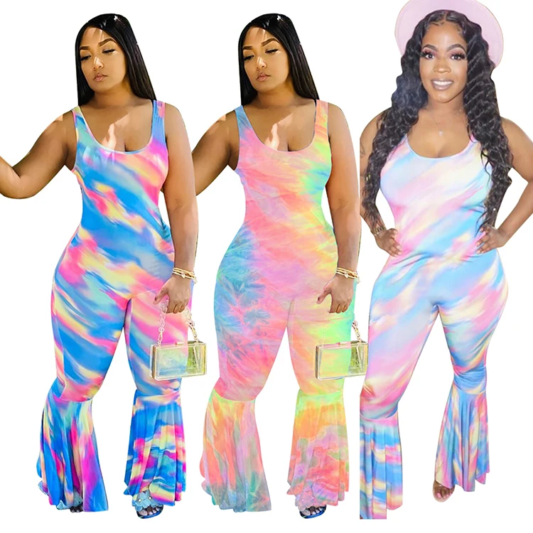 

Q546 New Fashion Sexy Gradient Vest Summer Jumpsuits Flare Jumpsuit For Women