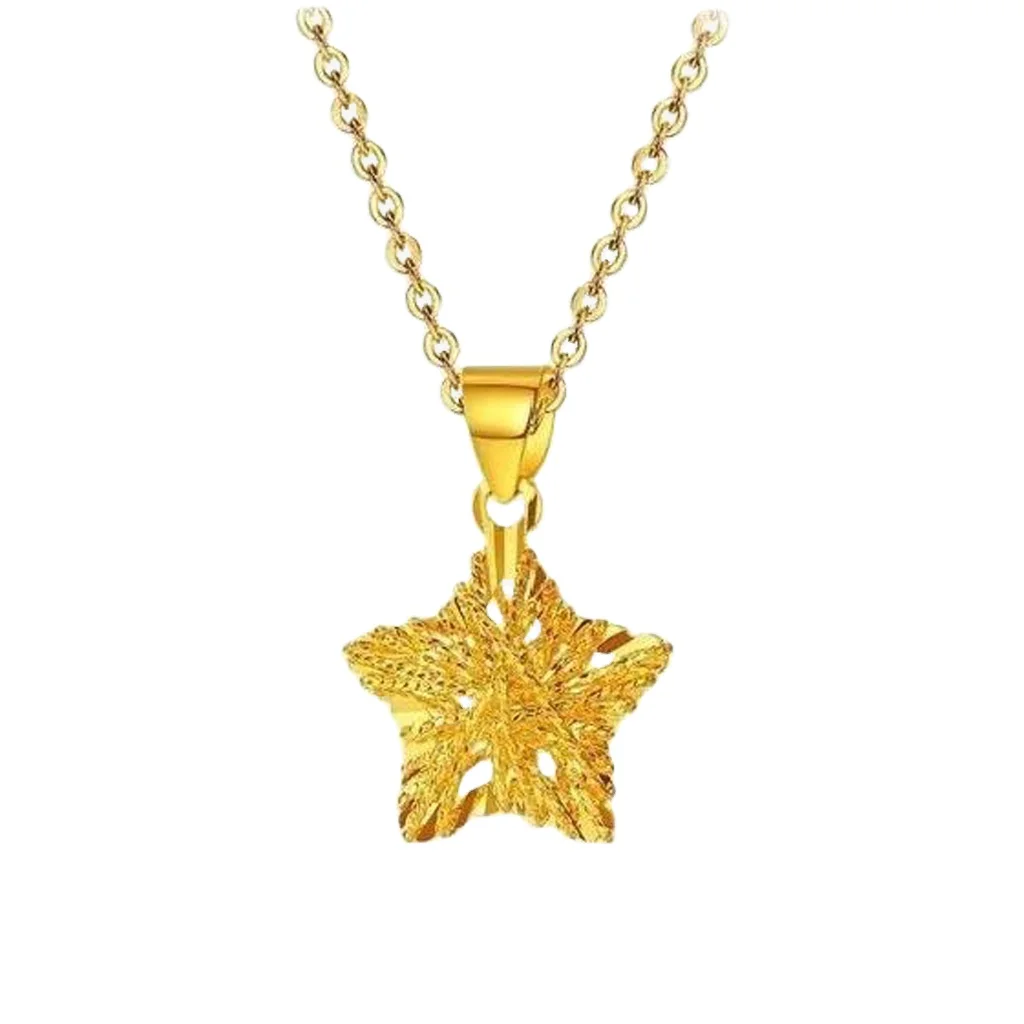 

Certified 18K Gold Love Hollow Stars Pendant AU750 Simple Partysu Pendant Water Shell Gold Wholesale