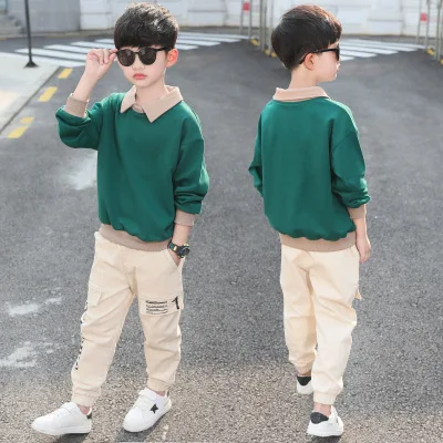 

High quality autumn long sleeve handsome kids clothing set for boy