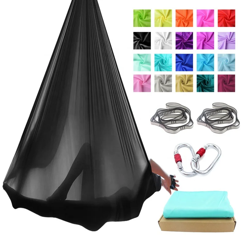 

Prior Fitness Soft Yoga Hammock Set 7M High Quality Nylon Yoga Swing Kit Wholesale Low Stretch Aerial Silk Sling for Outdoor