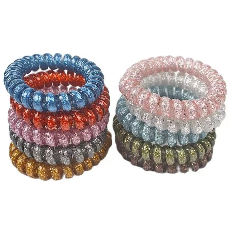 

Simple large sequin telephone wire rubber band high elasticity hair accessory