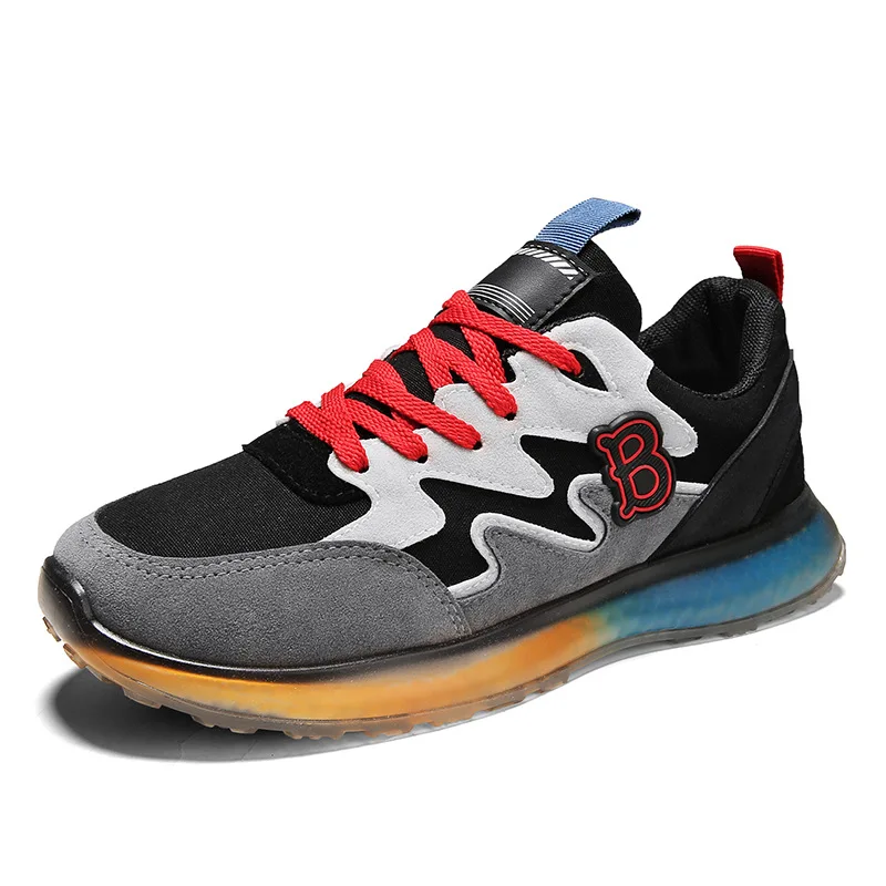 

wholesale sports shoes men sport Comfortable man running shoe men sneakers fly knit lace up anti slip sneakers