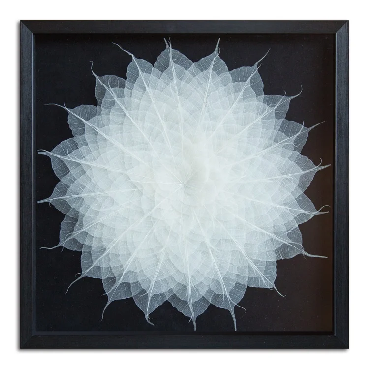 Seearts Hotel wall room decoration white nature Linden leaf vein shadow box frame wall arts