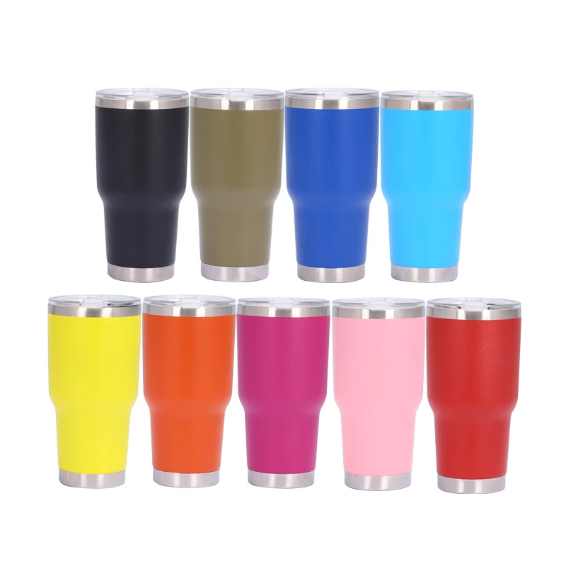 

30oz Stainless Steel Car Tumbler Double Wall Vacuum Insulated yeticooler Travel Mug, Orange, white, black, red, yellow, blue, green, pink, silver