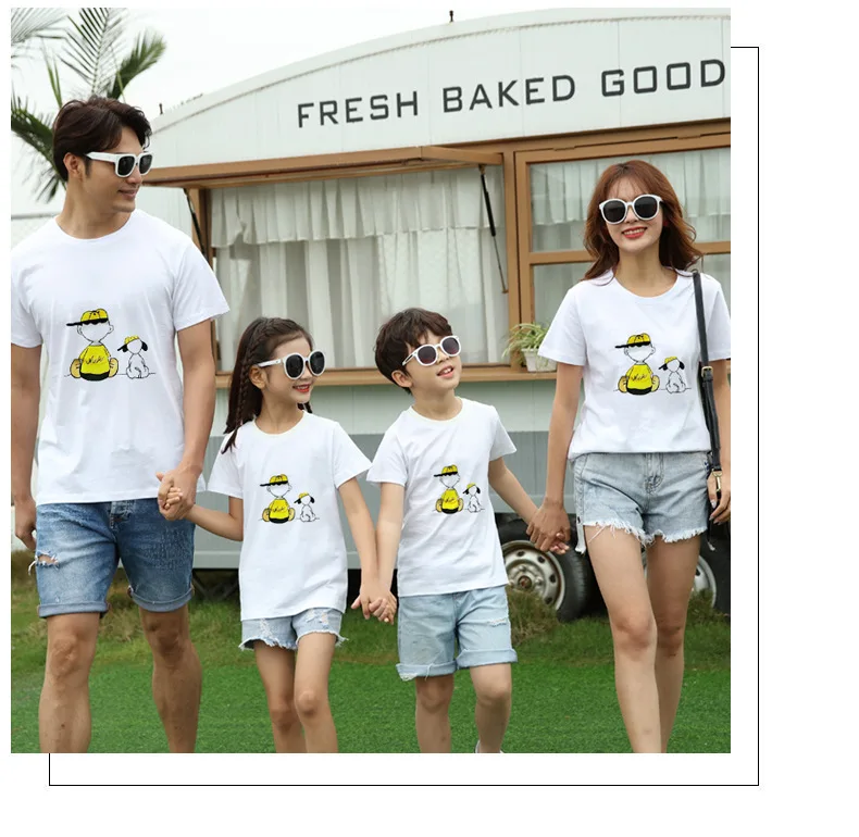 

Summer short-sleeved t-shirts family parent-child outfits mom, dad and me suit factory direct wholesale