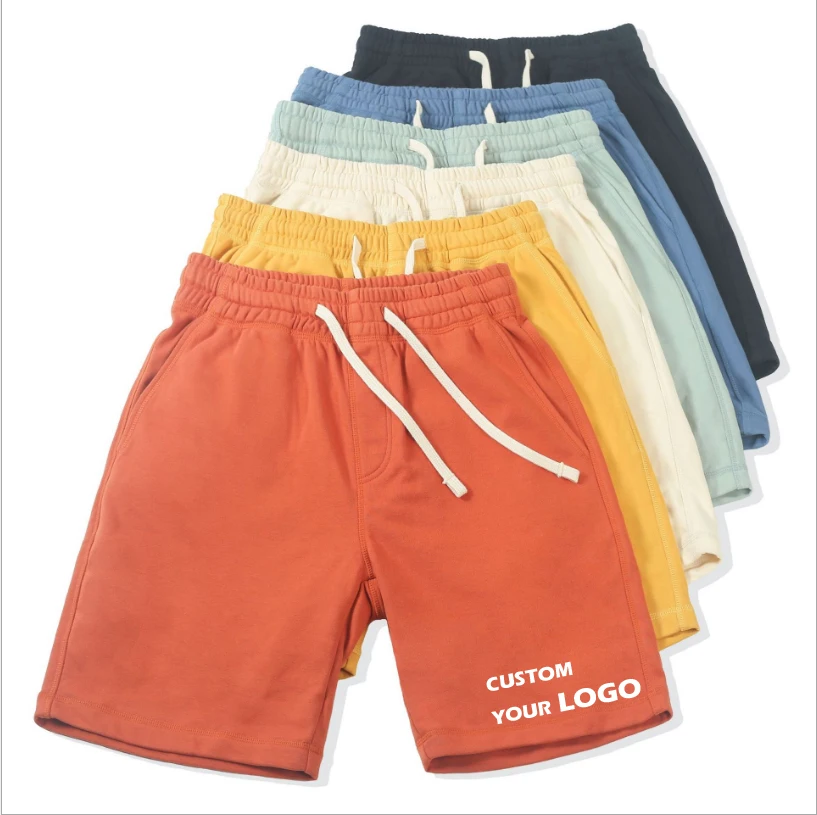 

2021 Casual Running Drawstring Shorts Pants Solid Color Elastic Waist Plus Size Cotton Gym Terry Sweat Shorts For Men, 11 colors