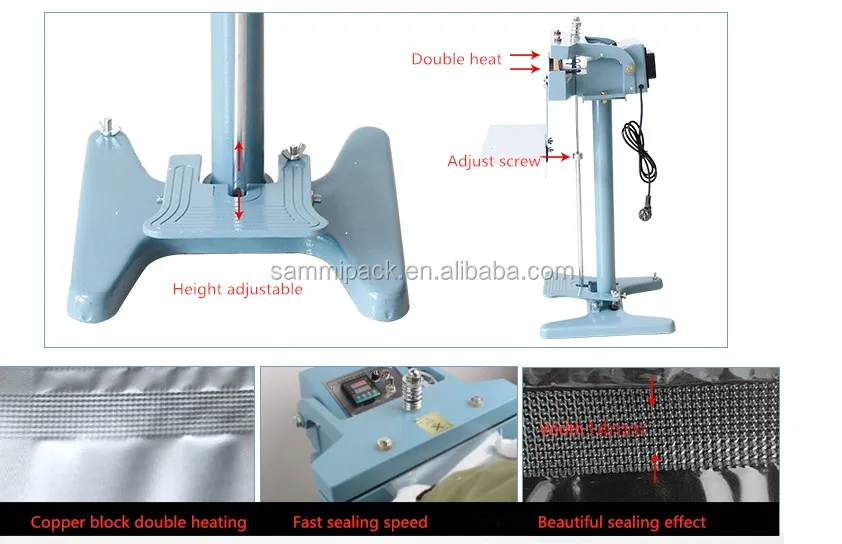 Factory Direct hot sale Double heat Foot inpulse plastic bag sealing machine aluminum foil bag sealing machine