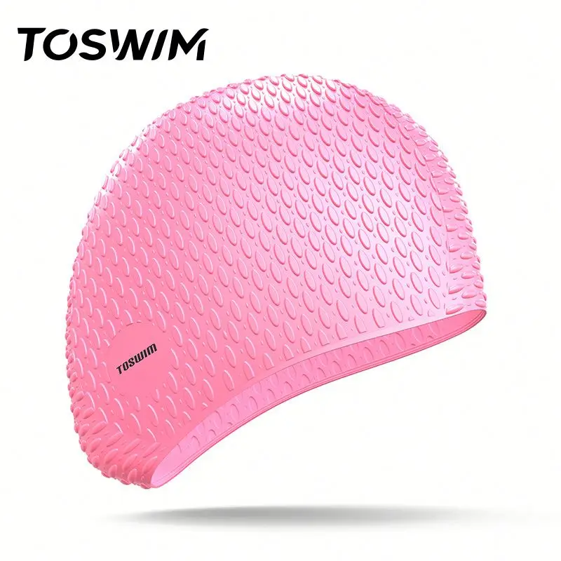 

In stock Young Girls Sexy Children 100%Silicone Women Swimming Caps Lady Long Hair Swim Cap