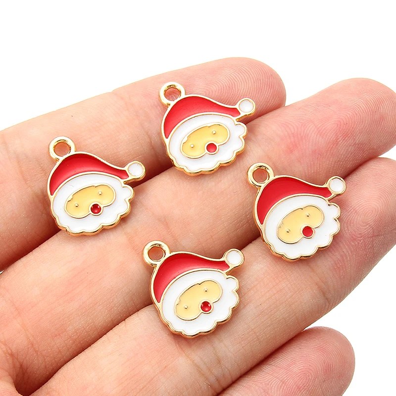 

Christmas Santa Claus figure snowmen charms enamel pendant for DIY jewelry party gifts 18*17mm, Picture