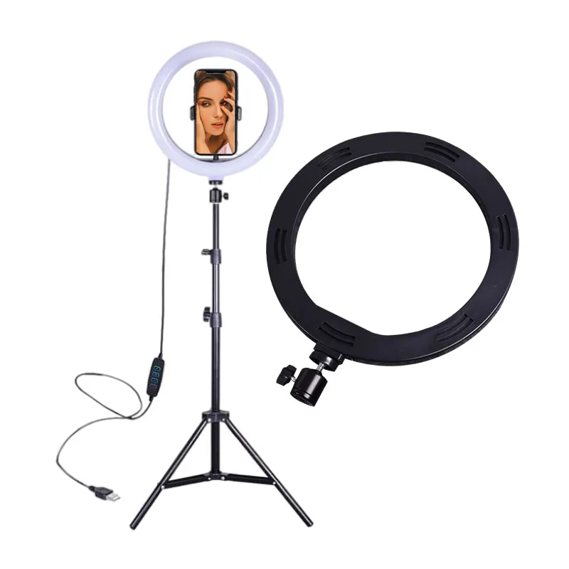 

Fill 26 45 CM Circle Lamp Ringlights Vlogging Kit 12-inch Ring Mobile Tripod Led Video Lights With Remote Control Selfie Light, Rgb colorful