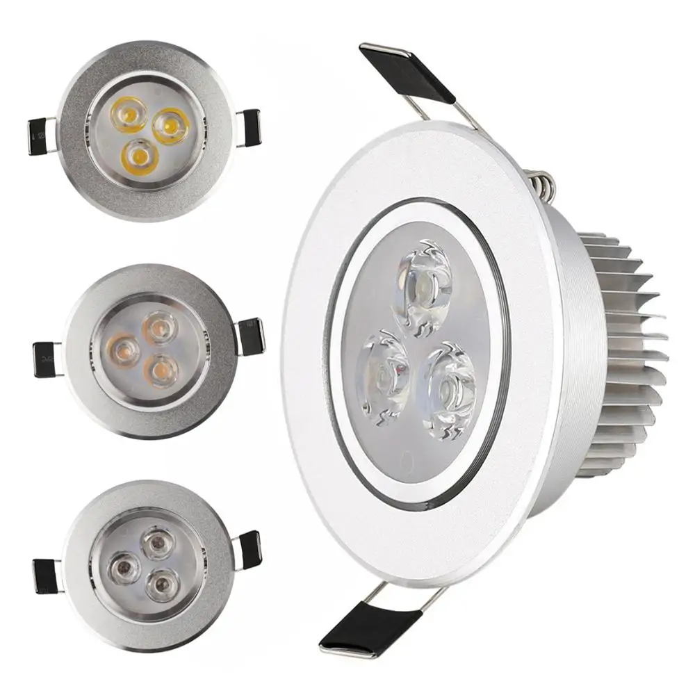 3W Dimmable LED Recessed Ceiling Down Light Cool Warm Natural White Lamp AC 220V 230V +Driver Downlight Spotlight for Home Hotel