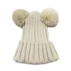 New Arrive Custom Cheap Fashion Parent-Child Style Winter Knit Cap Baby Warm Pom Pom Beanie With Curly Edges