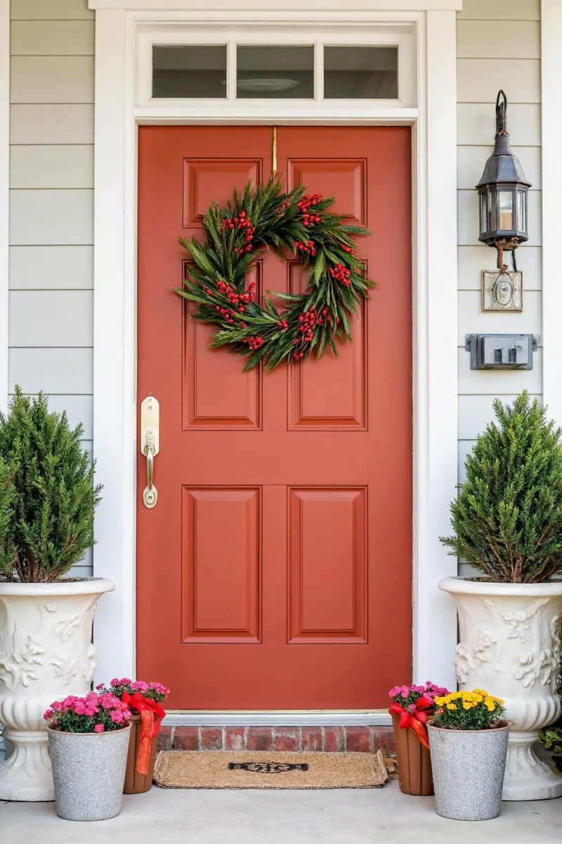 Front door with a small awning canopy