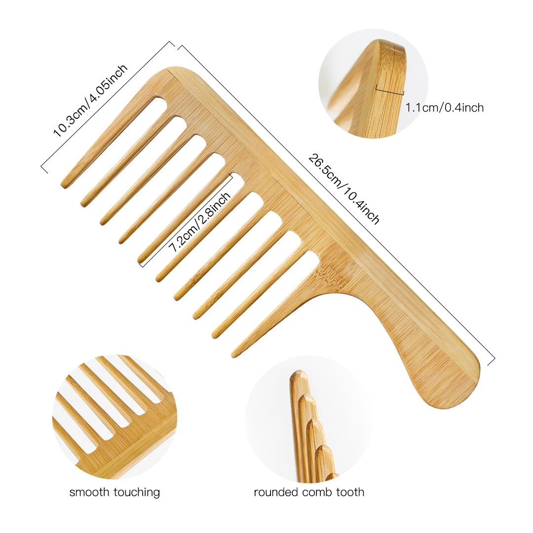 

New Arrival Private Label Eco-friendly Detangle bamboo wide tooth comb