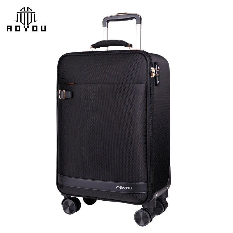 

Hot selling durable eva trolley suitcase decent travel TSA lock nylon luggage with hand bag, Black,coffee,purple,red