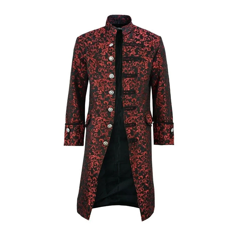 

Mens Vintage Tailcoat Jacket Gothic Long Steampunk Formal Gothic Victorian Frock Coat Men Cosplay Stage Performance Costume 5XL
