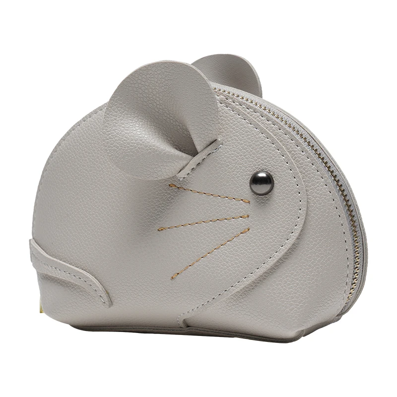 

Rownyeon Wholesale Custom Fashion Small Cute Animal Leather Coin Bag For Kids, Gray,custom