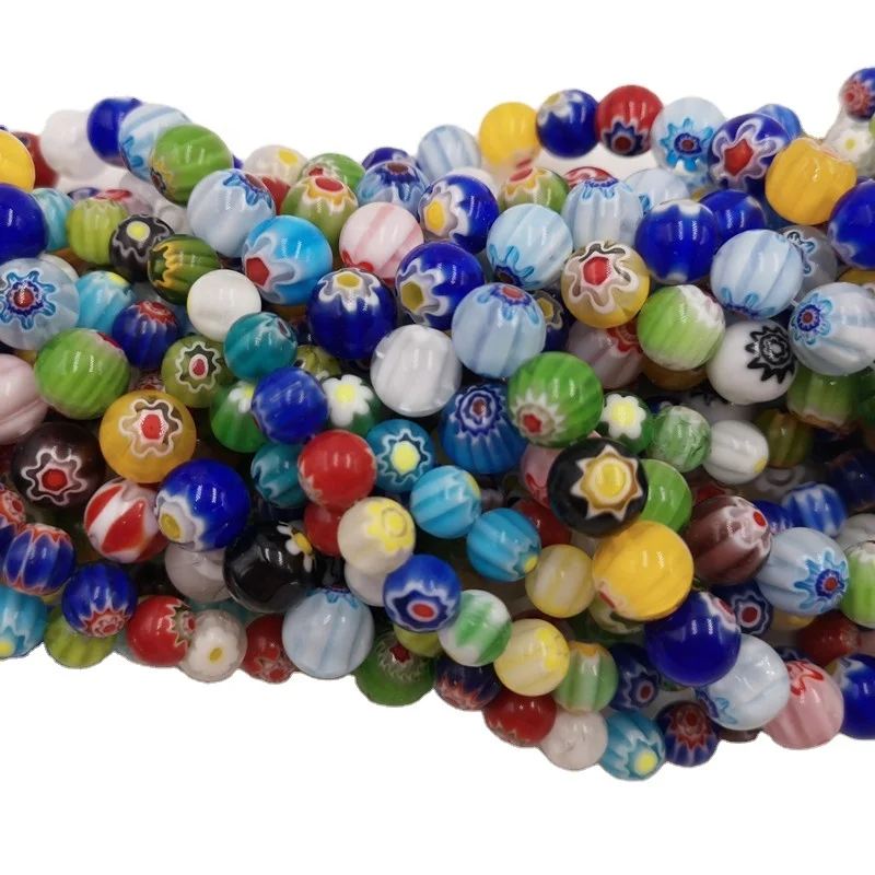 

8mm Round Lampwork Loose Beads Millefiori Glass Beads Jewelry making