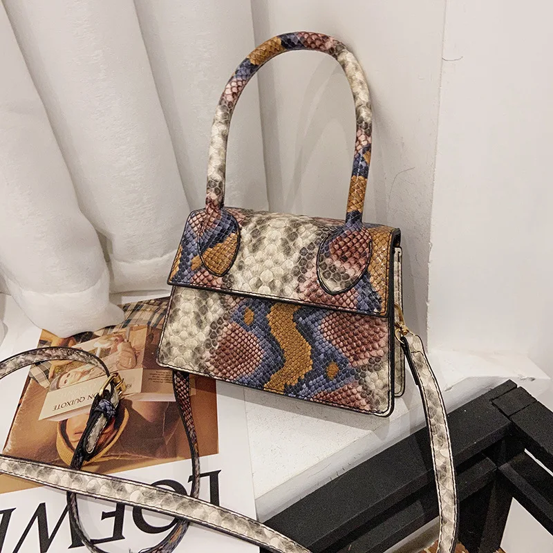 

Trendy Snake Print Small Handbags With Chain Shoulder Handbag Shoulder Handbag, Yellow/blue/pink