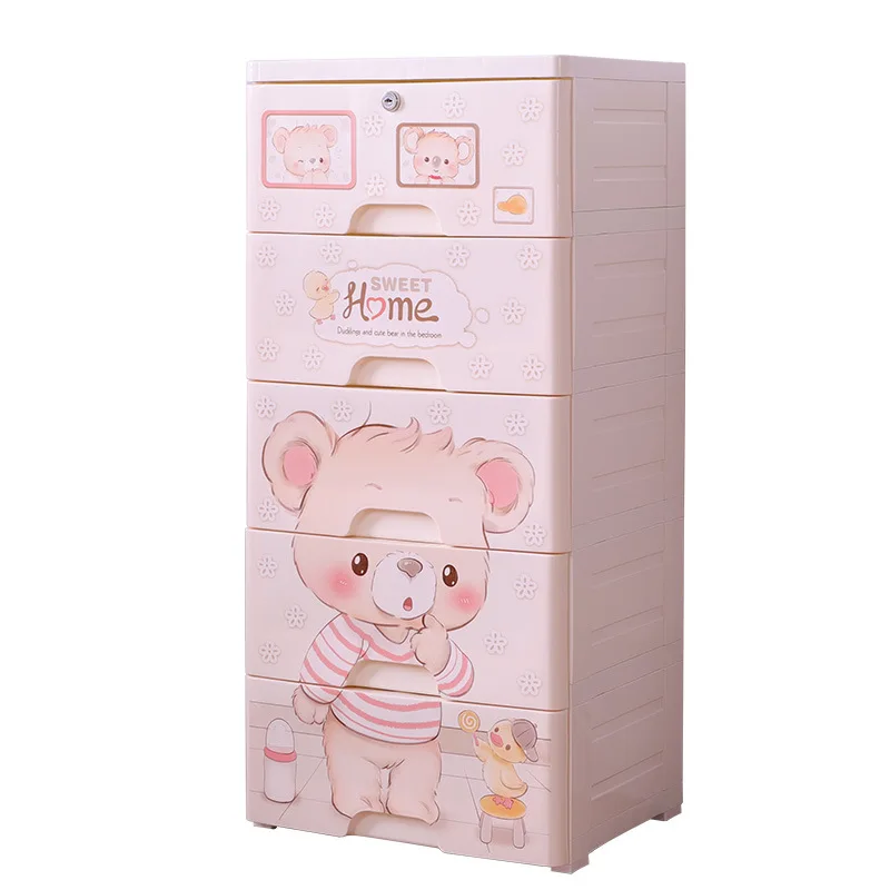 

Large Capacity Baby Plastic Drawer Clothes Cupboard Design, Pink chicken,beige chicken