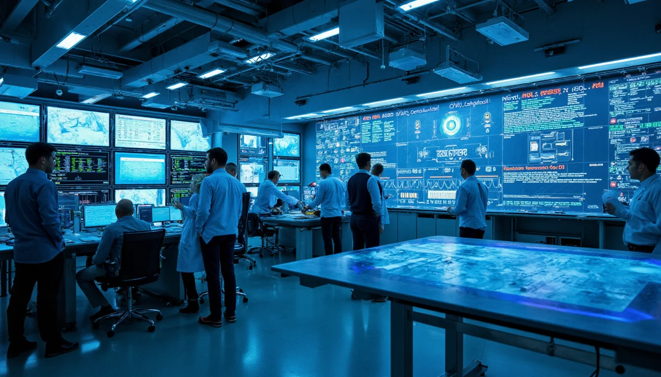 IT professionals collaborating on tech innovation in a lab