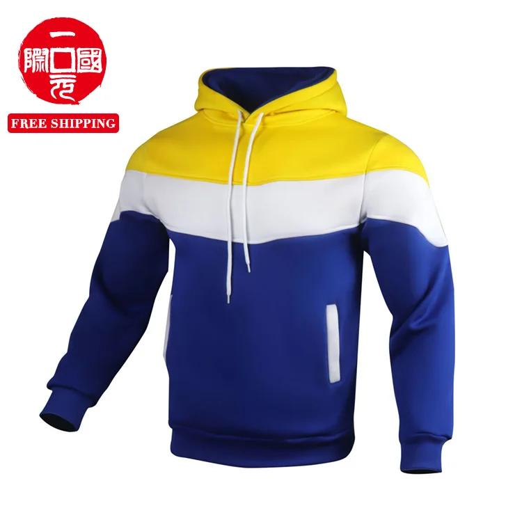 

2021 autumn and winter blue street casual sports loose color matching youth hooded sweater