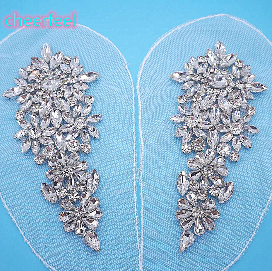 

Cheerfeel RH-1133 Bling small Crystal Applique patch for dress garment decoration crystal appliques for sewing, Silver, gold rose gold