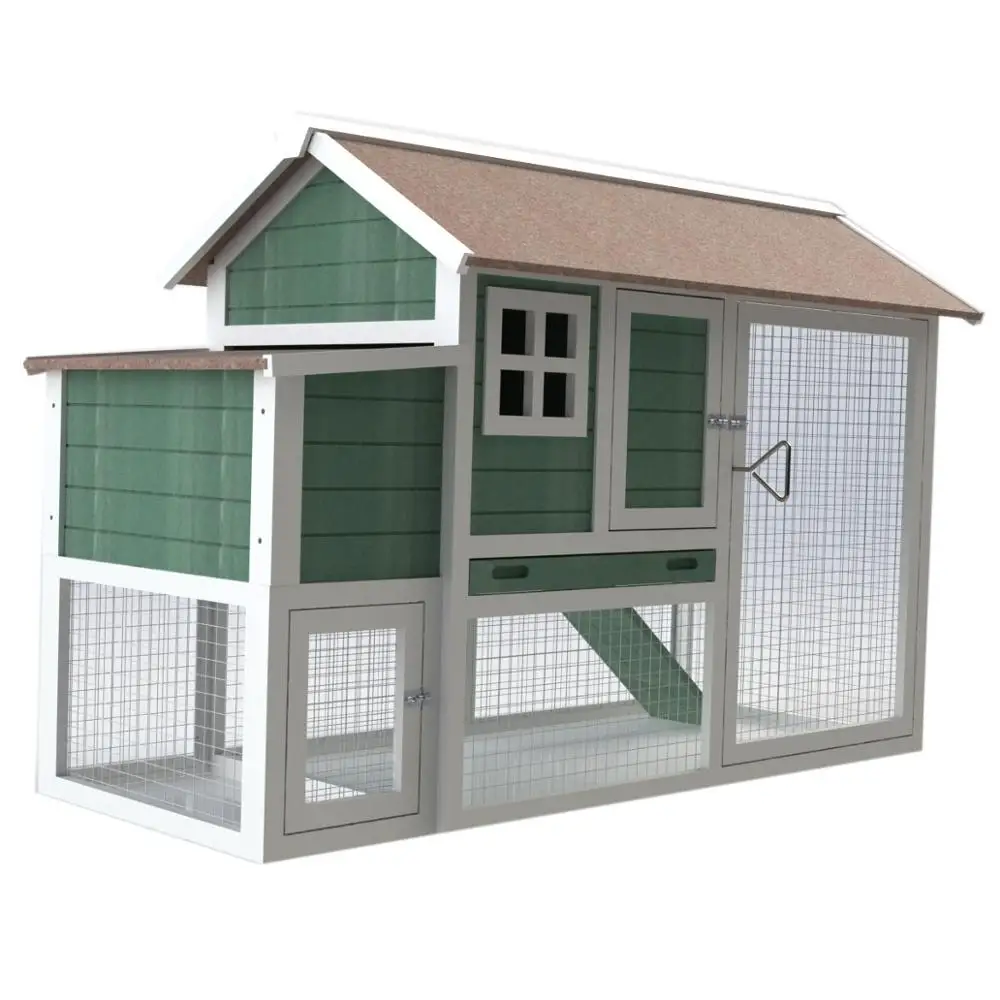 Cheap Easy Clean Outdoor Farm Large Pet House Green Wooden Chicken Coop